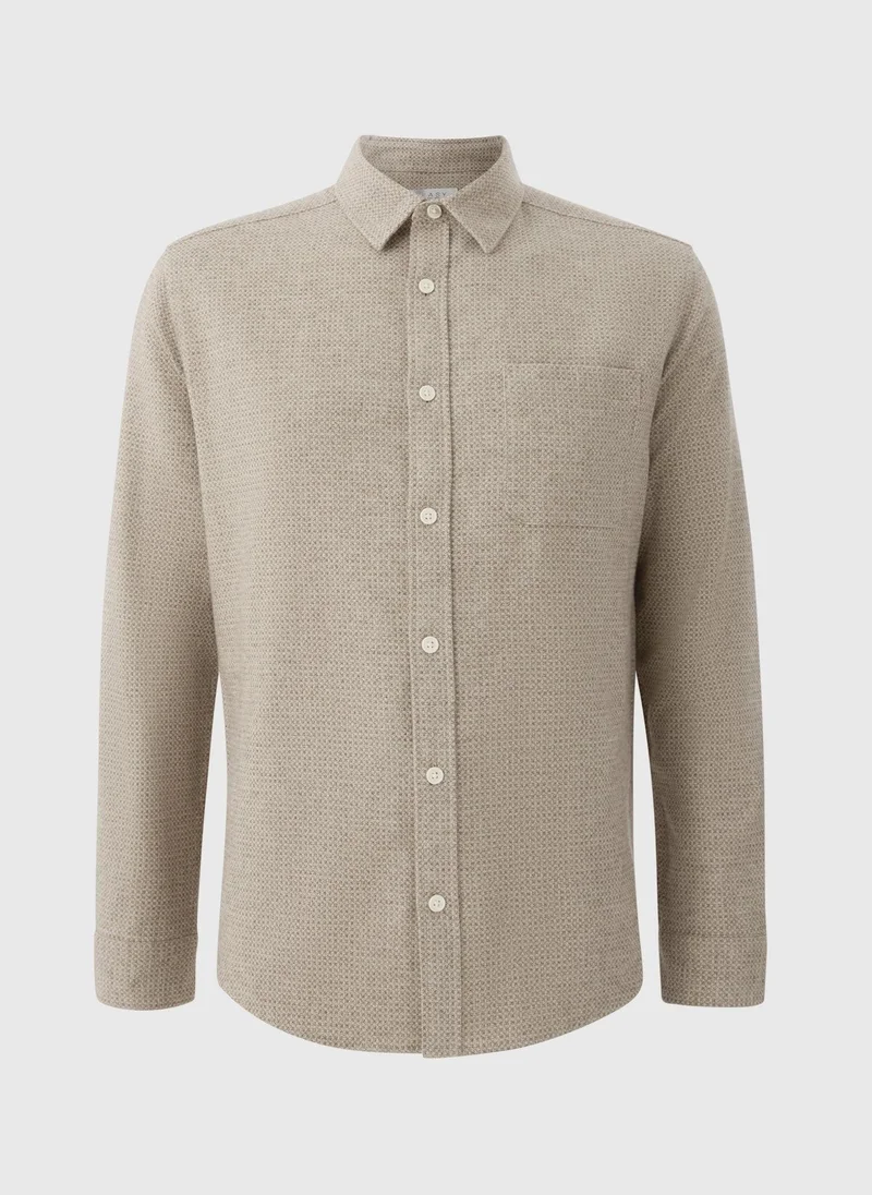 Matalan Stone Brushed Birdseye Plain Shirt