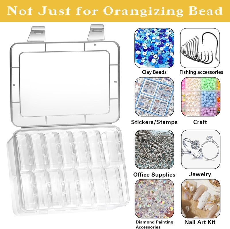 Mathtoxyz Small Bead Organizers, 15 Pieces Plastic Storage Cases Mini Clear Bead Storage Containers Transparent Boxes with Hinged Lid and Rectangle Clear Craft Supply Case - Image 5