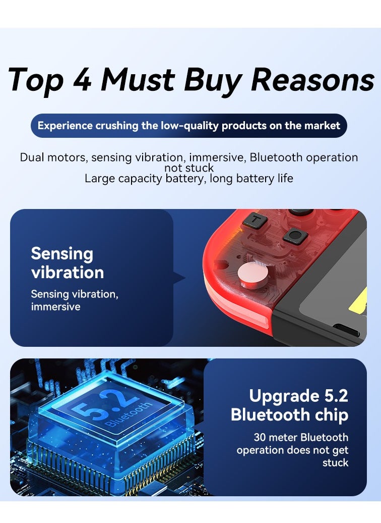 Generic - Wireless Controller for Nintendo Switch, L/R Controllers Replacement Compatible with Nintendo Switch/Lite/OLED, Joystick with Wake-up/Screenshot/Dual Vibration/Motion Control Function With RGB light - Image 1