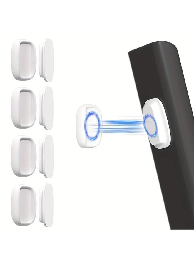4pcs White Magnetic Remote Control Holder Wall Mount Screw No Drilling Strong Space Saving - Image 1