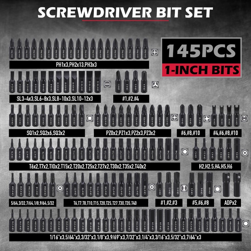 SEDY 232-Piece Ultimate Screwdriver Bit Set, Cr-V Impact Driver Bit Set Includes Security Bits,Nut Driver, Ratchet Wrench and Bits Holder - Image 3
