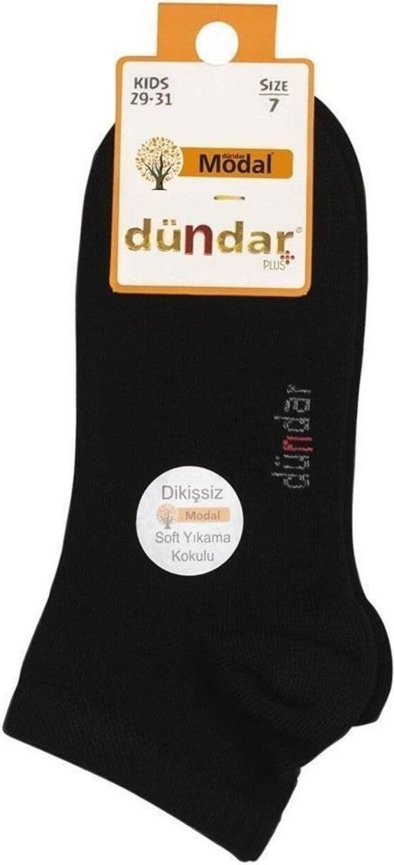 Dündar Çorap Dundar Socks Plus Children's Modal Sweat-Proof Seamless Booties Black 9 Years 12 8047 