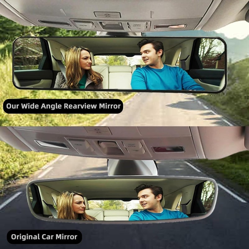 Massmot Car Rear View Mirror Interior Mirror Wide Angle Panorama Safety Mirror Interior Mirror Large Vision Mirror 1Pcs (Black-1) - Image 4