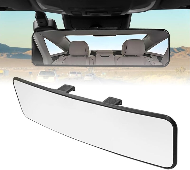 Massmot Car Rear View Mirror Interior Mirror Wide Angle Panorama Safety Mirror Interior Mirror Large Vision Mirror 1Pcs (Black-1) - Image 1