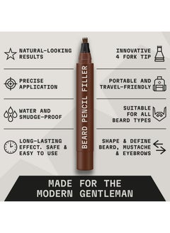 Striking Viking Striking Viking 2 Pack Beard Pencil Filler for Men with 4 Tips - Waterproof Formula Beard Filling Kit with Brush - Beard Filler Pen Kit - Dark Brown  - Image 5