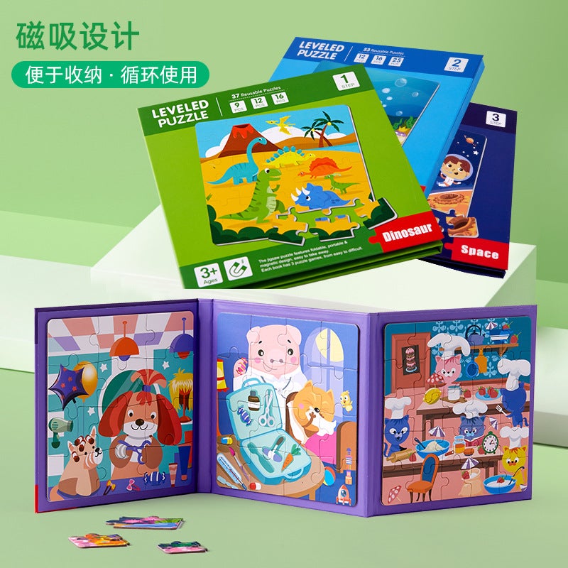 Three-In-One Children'S Advanced Folding Magnetic Puzzle Book Clip-On Children'S Educational Early Education Intelligence Magnetic Force - Image 5