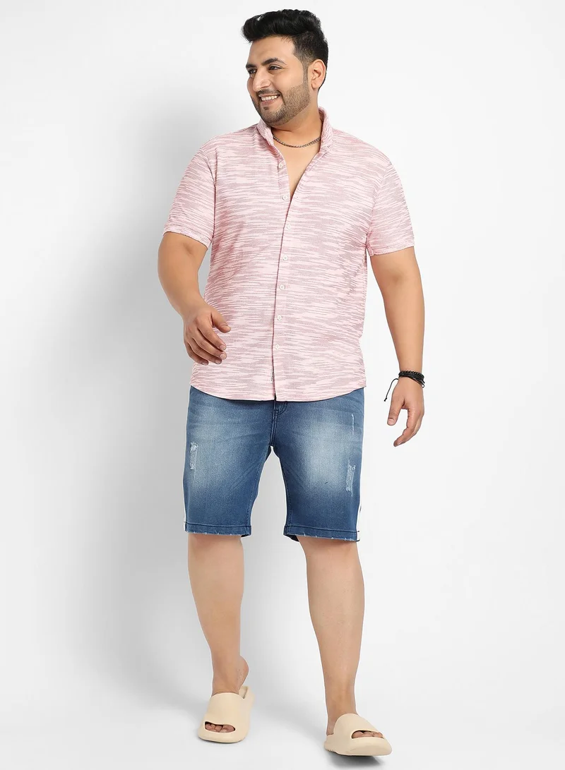 Instafab Plus Instafab Plus Textured Horizontal Striped Shirt