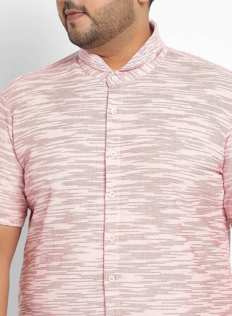 Instafab Plus Instafab Plus Textured Horizontal Striped Shirt