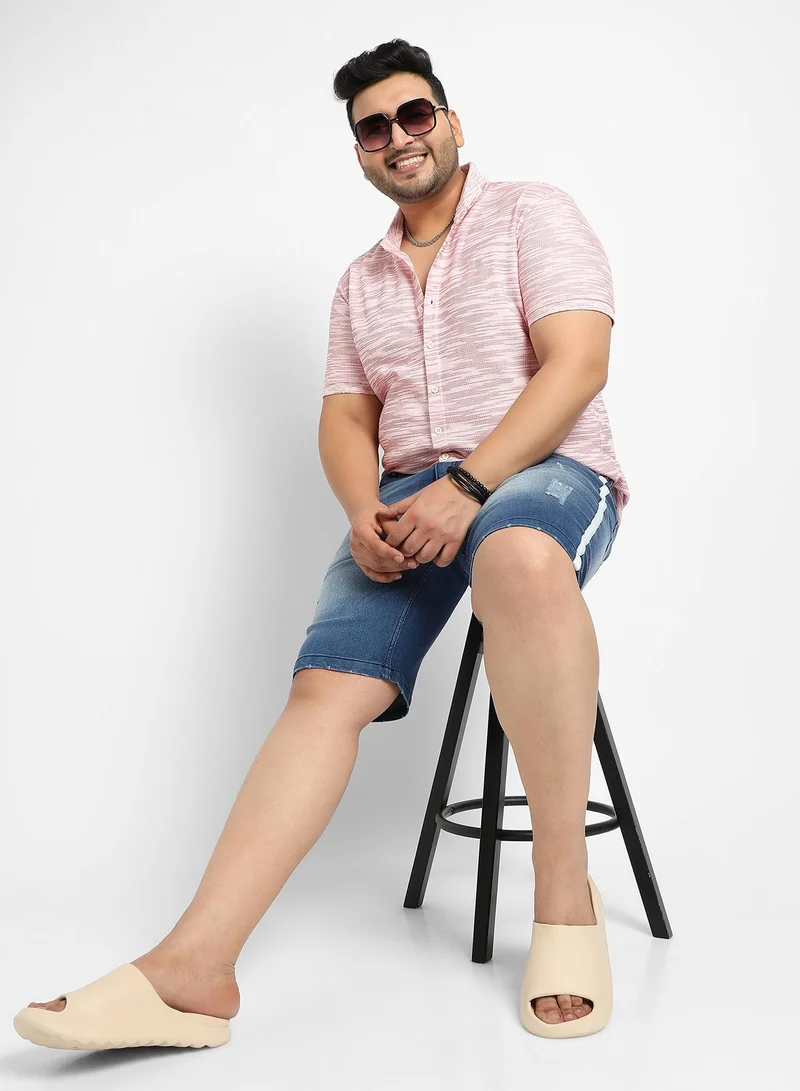 Instafab Plus Instafab Plus Textured Horizontal Striped Shirt