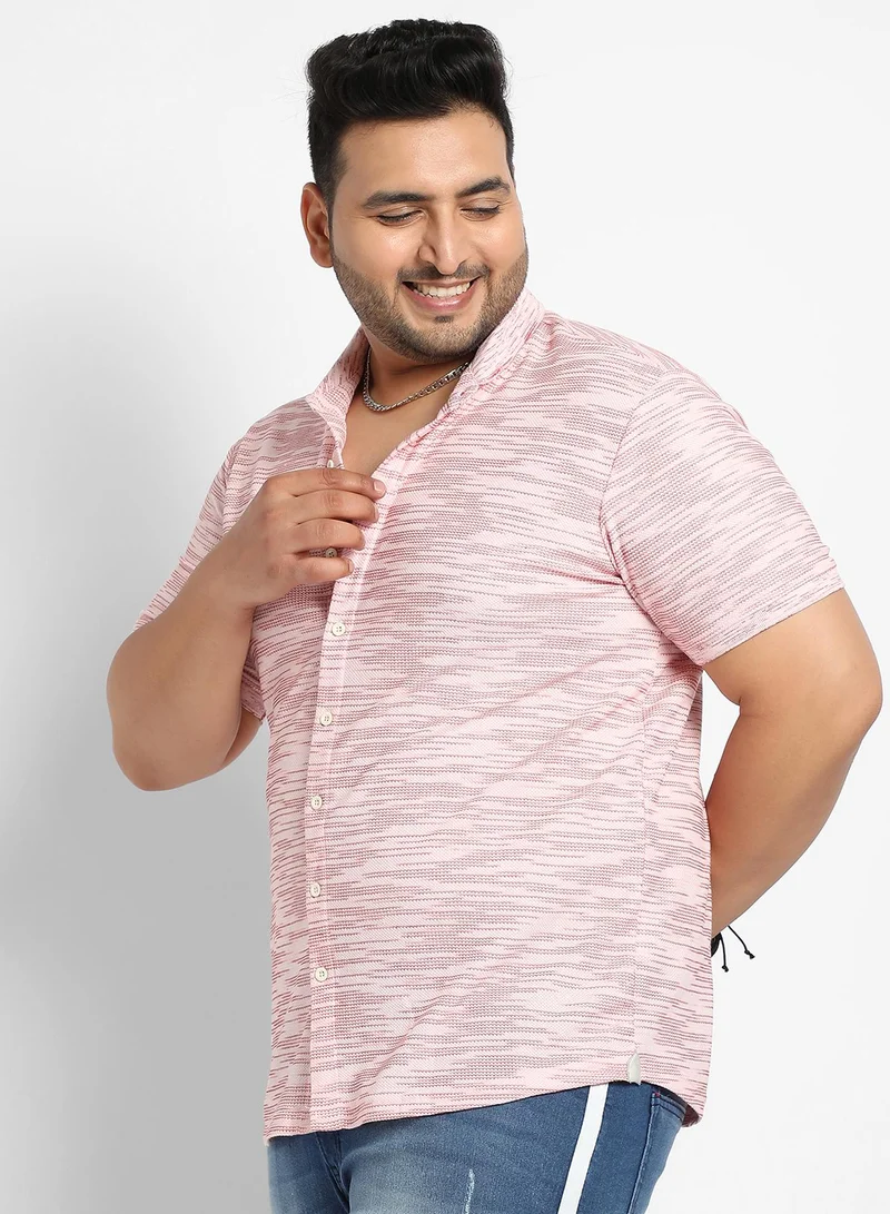 Instafab Plus Instafab Plus Textured Horizontal Striped Shirt