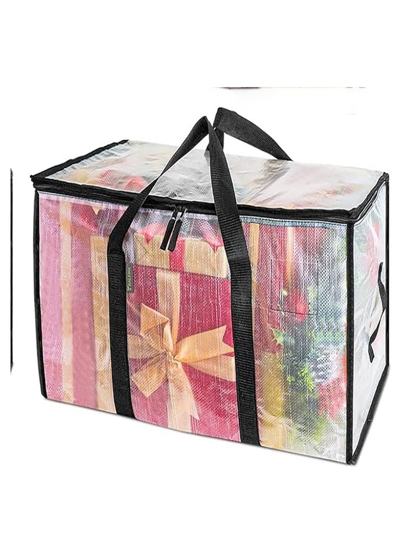 MIXDE Bedding Foldable Clothes Organizer Quilt Bag Thicken Clothes Pouch Bag for Moving House Comforter Bags with Zipper Quilt Holder Quilt Container 24 Gallon Storage Moving Bag (2 Pack,Clear) - Image 2