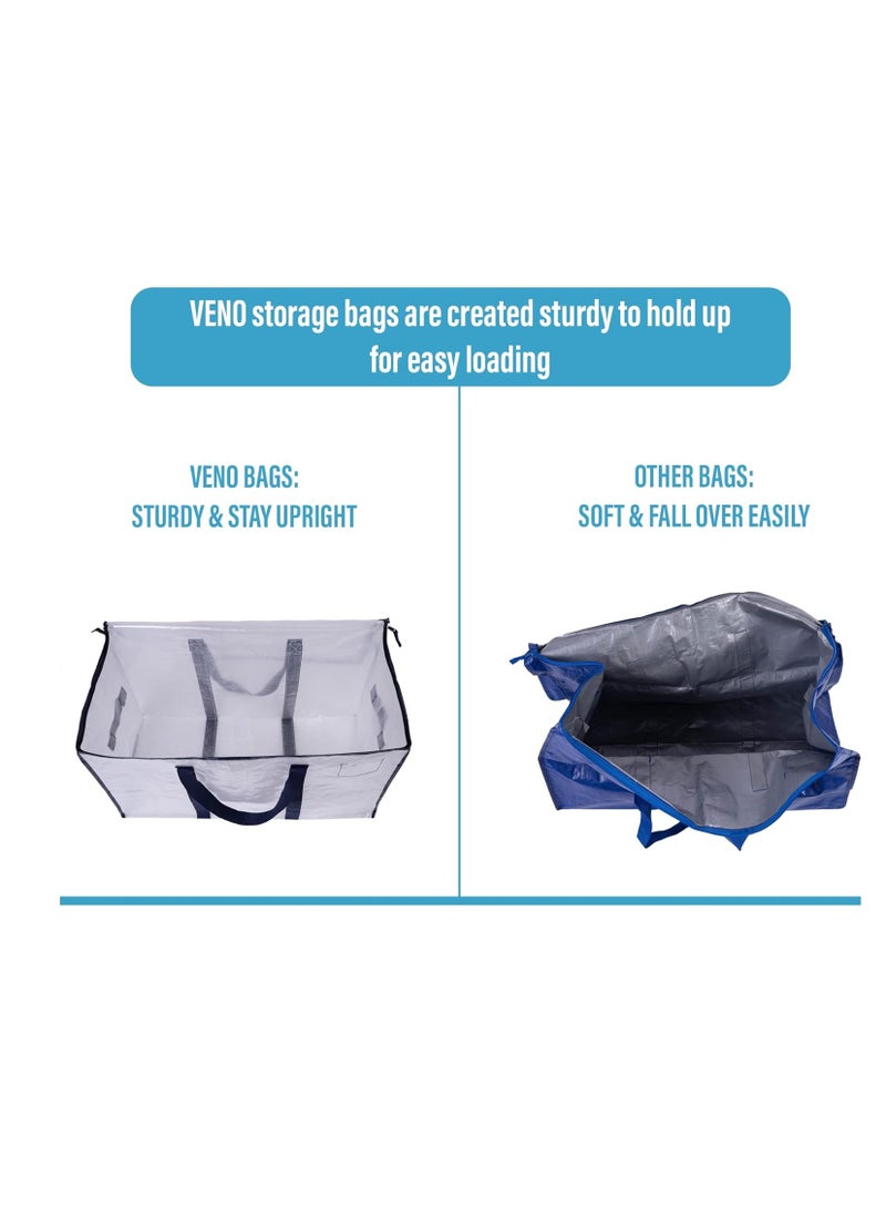 MIXDE Bedding Foldable Clothes Organizer Quilt Bag Thicken Clothes Pouch Bag for Moving House Comforter Bags with Zipper Quilt Holder Quilt Container 24 Gallon Storage Moving Bag (2 Pack,Clear) - Image 3