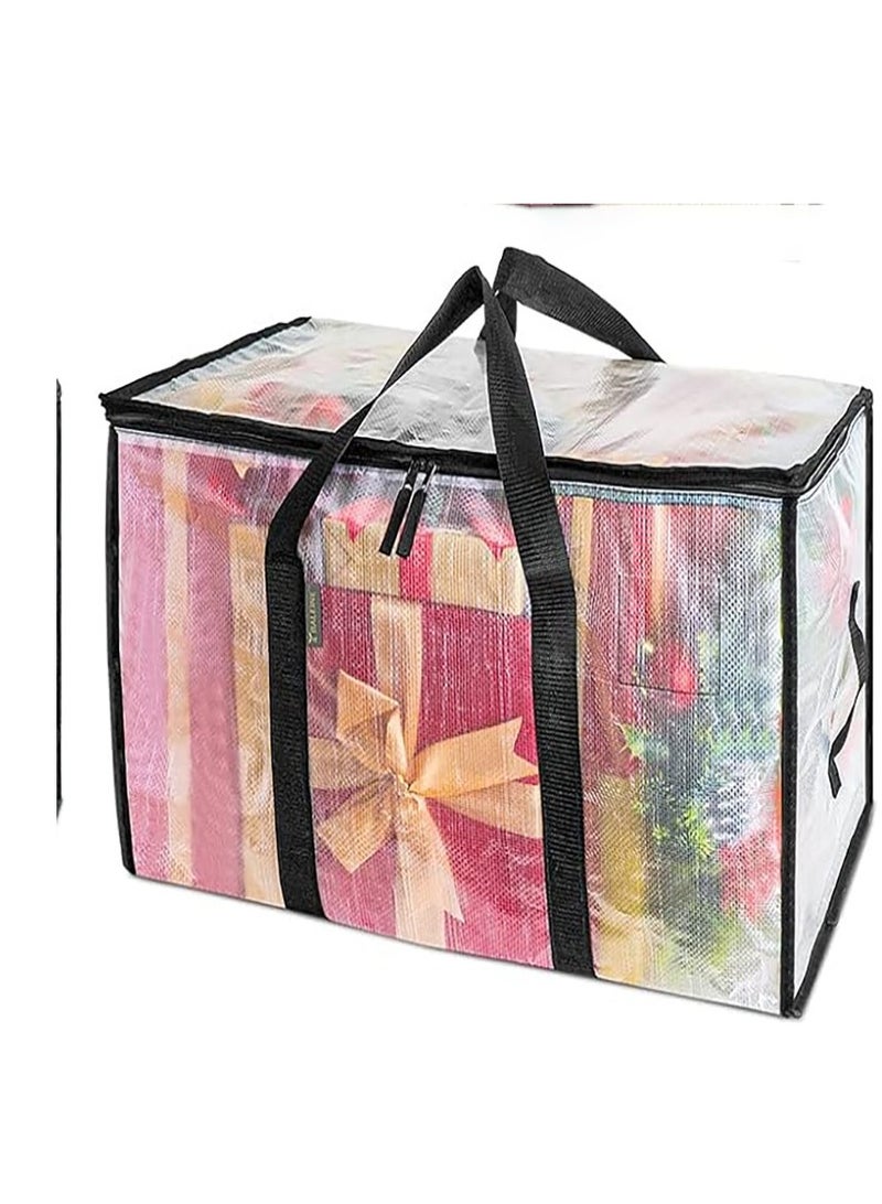 MIXDE Bedding Foldable Clothes Organizer Quilt Bag Thicken Clothes Pouch Bag for Moving House Comforter Bags with Zipper Quilt Holder Quilt Container 24 Gallon Storage Moving Bag (2 Pack,Clear) - Image 4