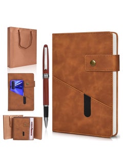 KASTWAVE Leather Journal Notebook, Brown A5 Lined 100Pages Personalized Hardcover Journal Set with Pen & Gift Box, Thick Ruled Paper Daily Diary for School,Travel, Business,Work, Home Writing  - Image 1