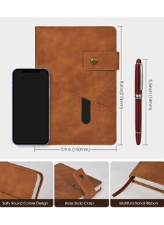 KASTWAVE Leather Journal Notebook, Brown A5 Lined 100Pages Personalized Hardcover Journal Set with Pen & Gift Box, Thick Ruled Paper Daily Diary for School,Travel, Business,Work, Home Writing  - Image 4