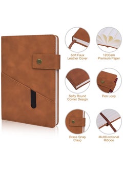 KASTWAVE Leather Journal Notebook, Brown A5 Lined 100Pages Personalized Hardcover Journal Set with Pen & Gift Box, Thick Ruled Paper Daily Diary for School,Travel, Business,Work, Home Writing  - Image 2