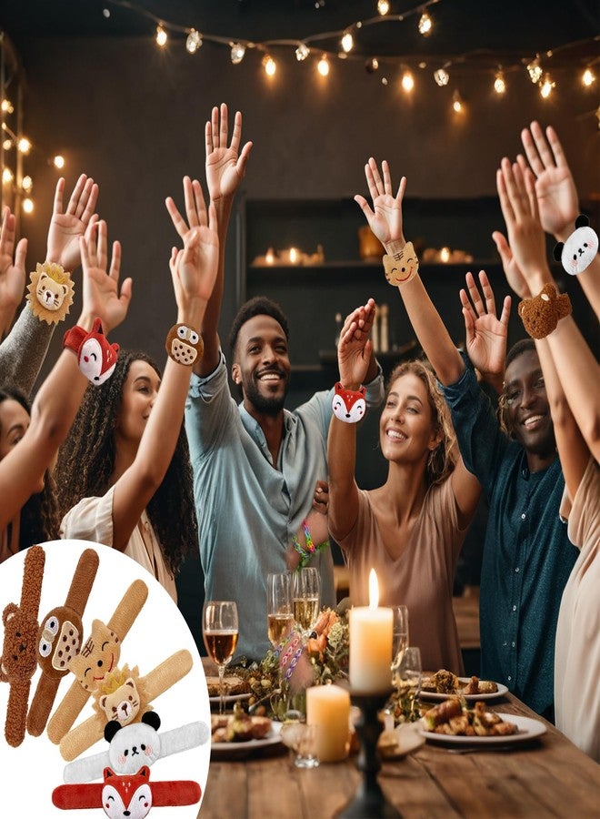 XIPEGPA ٢٤ قطعة من أساور صفعة على شكل حيوانات محشوة، أساور صفعة على شكل حيوانات قطيفة، لعبة معصم لطيفة، لعبة معصم على شكل حيوانات أليفة، لعبة معصم للأولاد والبنات، هدايا عيد الفصح وأعياد الميلاد، هدايا الحفلات، ٦ أنماط - Image 5