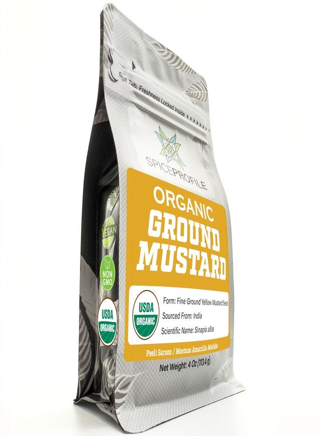 Spice Profile USDA Organic Ground Mustard, Lab Tested, Resealable 4 oz Pouch, Mostaza Amarilla Molida, Peeli Sarson - Image 1