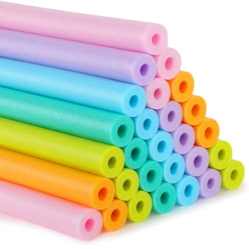 Sratte 30 Pcs Pool Noodles Bulk Jumbo DIY Decorations Heavy Duty Large Foam Swim Water Foam Hollow Noodles for Swimming Floating Craft ProjectsMacaron Color39 Inch 236 Inch - Image 1