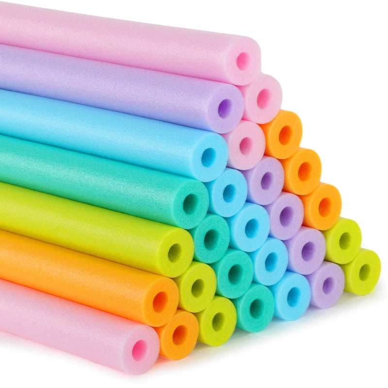 Sratte 30 Pcs Pool Noodles Bulk Jumbo DIY Decorations Heavy Duty Large Foam Swim Water Foam Hollow Noodles for Swimming Floating Craft ProjectsMacaron Color39 Inch 236 Inch - Image 2