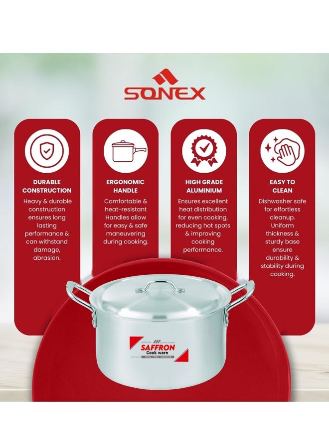SONEX Sonex Saffron Cooking Pot 18.5 cm,  Capacity 2 Ltr, Cookware With Lid,Ergonomic Handle For Secure Grip,Premium Aluminum Metal Finish,Durable & Light Weight, Silver - Image 4