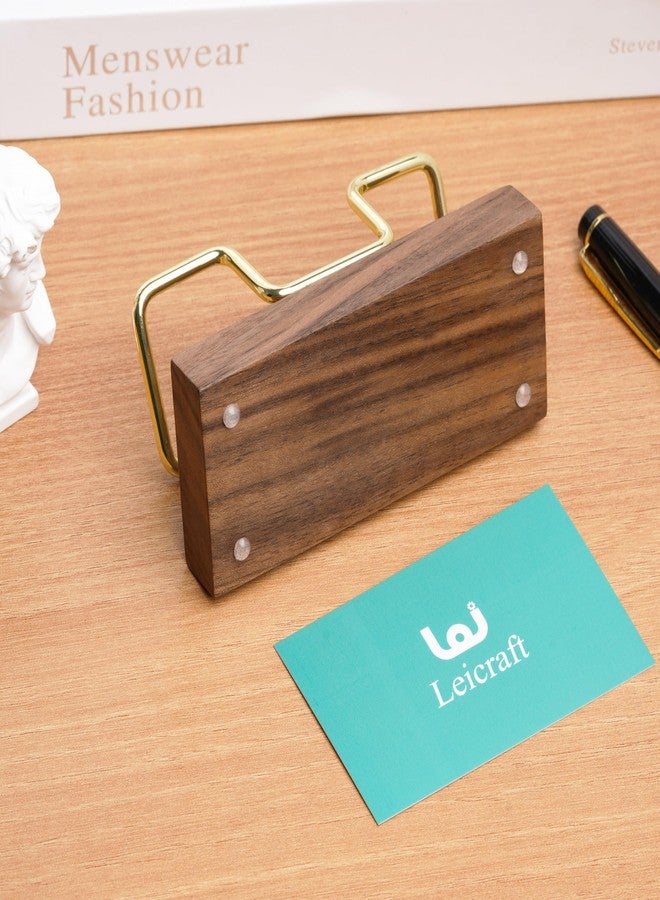 حامل بطاقات أعمال من Leicraft للمكتب، منظمات بطاقات عصرية وإكسسوارات مكتبية للرجال والنساء (لون الجوز الذهبي) - Image 3