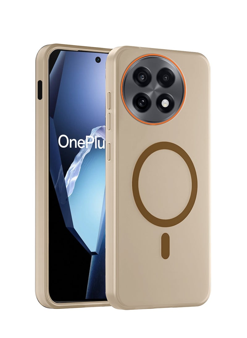 دبليو تيك جراب غطاء أنيق لهاتف OnePlus 13R 5G 2025 / OnePlus Ace 5 / OnePlus Ace 5 Pro 5G 2024 هجين شفاف مع شحن مغناطيسي وحواف كاميرا بارزة (MCMPMN) - بني - Image 1