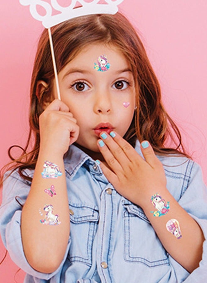 هايدو 10pcs لون فلاش يونيكورن الوشم ملصقا ، ملصقا الكرتون للماء للأطفال ، متعة الطرف الحدث ، ملصقا الطرف المؤقتة - Image 4