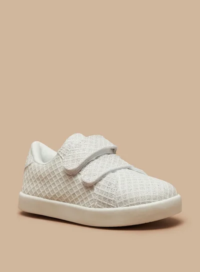 فلورا بيلا Girls'S Textured Casual Sneakers With Hook And Loop Closure