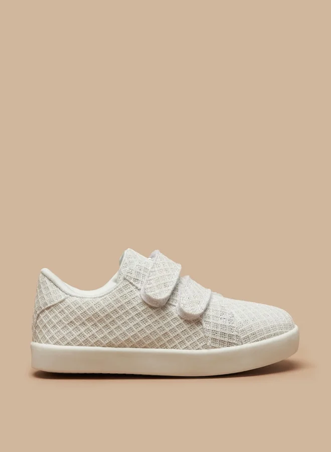 فلورا بيلا Girls'S Textured Casual Sneakers With Hook And Loop Closure