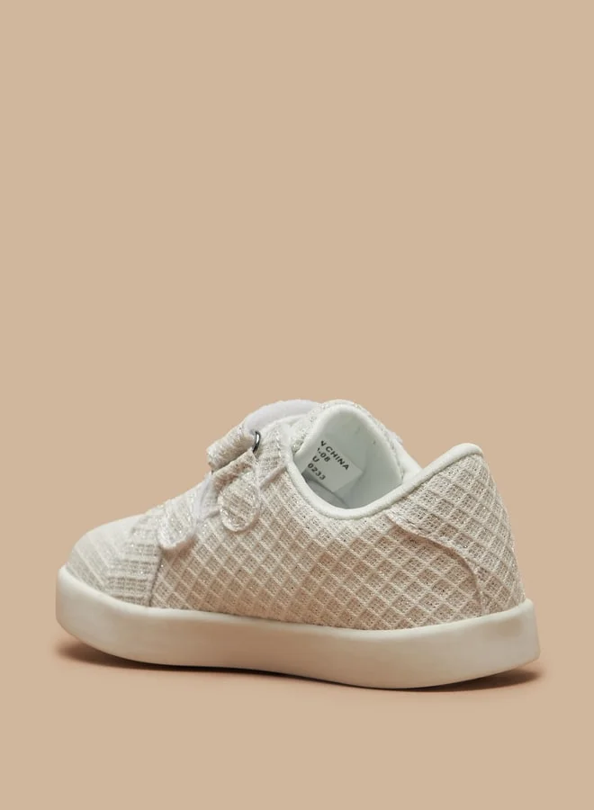 فلورا بيلا Girls'S Textured Casual Sneakers With Hook And Loop Closure