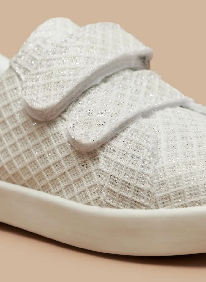 فلورا بيلا Girls'S Textured Casual Sneakers With Hook And Loop Closure