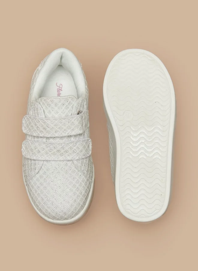 فلورا بيلا Girls'S Textured Casual Sneakers With Hook And Loop Closure