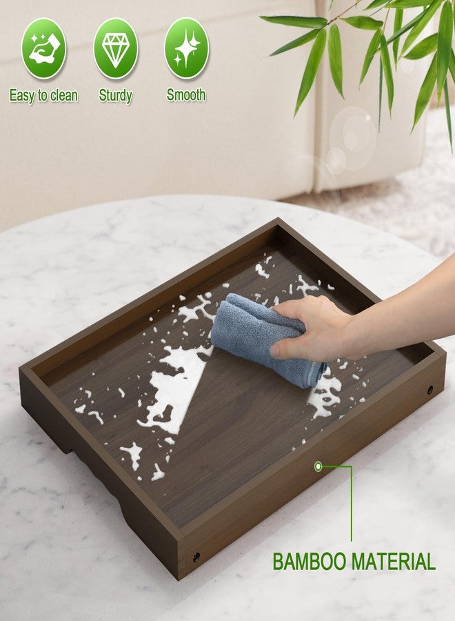 Artmalle Bed Tray Table Folding Legs with Handles Groove Breakfast Food Tray for Sofa, Bed, Eating, Drawing, Platters Serving Lap Desk Snack Tray (Brown Medium) - Image 4