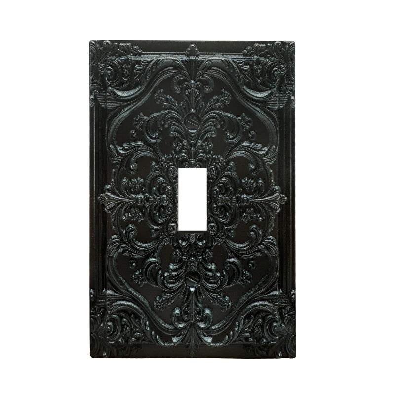 Spshian Decorative Light Switch Plate Covers Black Flower Elegant 3D Floral Embossed 1 Gang Light Switch Cover Plate Single Toggle Wall Plate Outlet Covers Faceplate for Bedroom Home Decor - Image 1