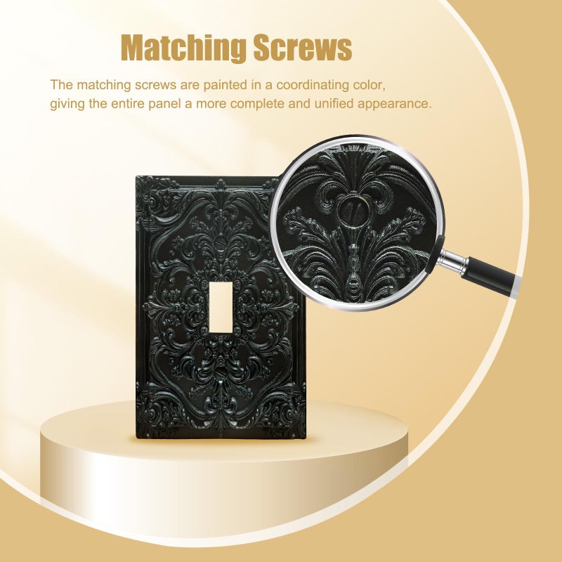 Spshian Decorative Light Switch Plate Covers Black Flower Elegant 3D Floral Embossed 1 Gang Light Switch Cover Plate Single Toggle Wall Plate Outlet Covers Faceplate for Bedroom Home Decor - Image 4