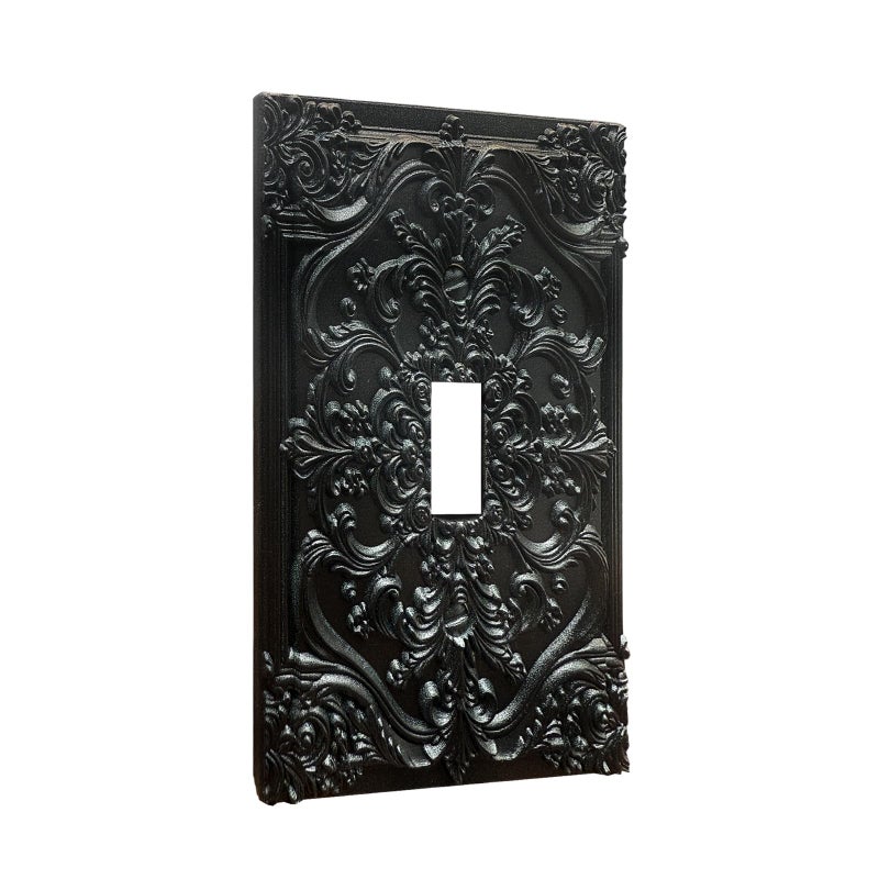 Spshian Decorative Light Switch Plate Covers Black Flower Elegant 3D Floral Embossed 1 Gang Light Switch Cover Plate Single Toggle Wall Plate Outlet Covers Faceplate for Bedroom Home Decor - Image 2