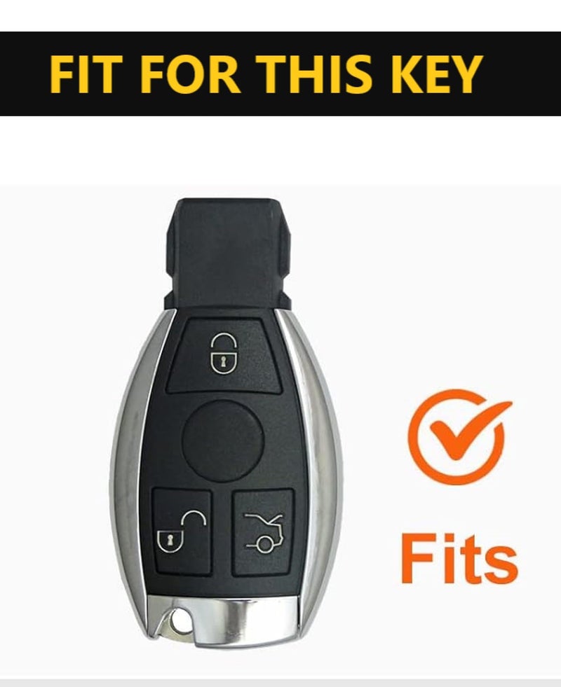 SHOPOFLUX TPU car Key Cover Compatible for Mercedes Benz C E M S CLS CLK GLK GLC G Class 3 Button Smart Key - Black - Image 3