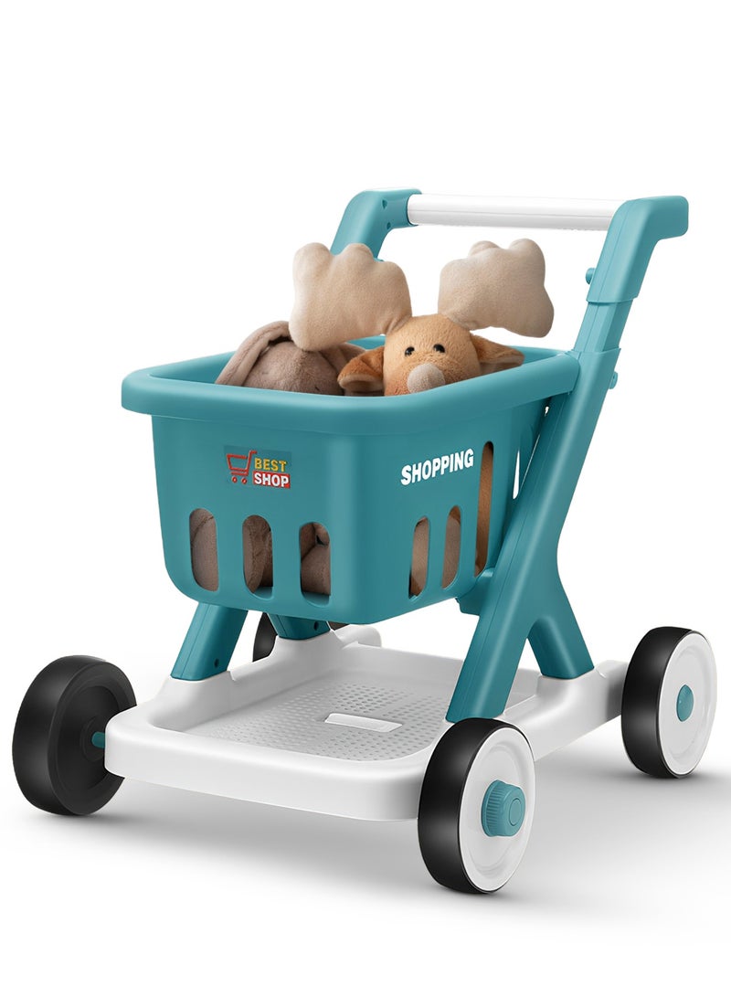 Baybee Shopping Cart for Kids,Supermarket Shopping Trolley Cart with Food & Accessories, Pretend Play Toys Basket Grocery Store Games for Toddlers Boys Girls 3+ Years (Blue) - Image 1