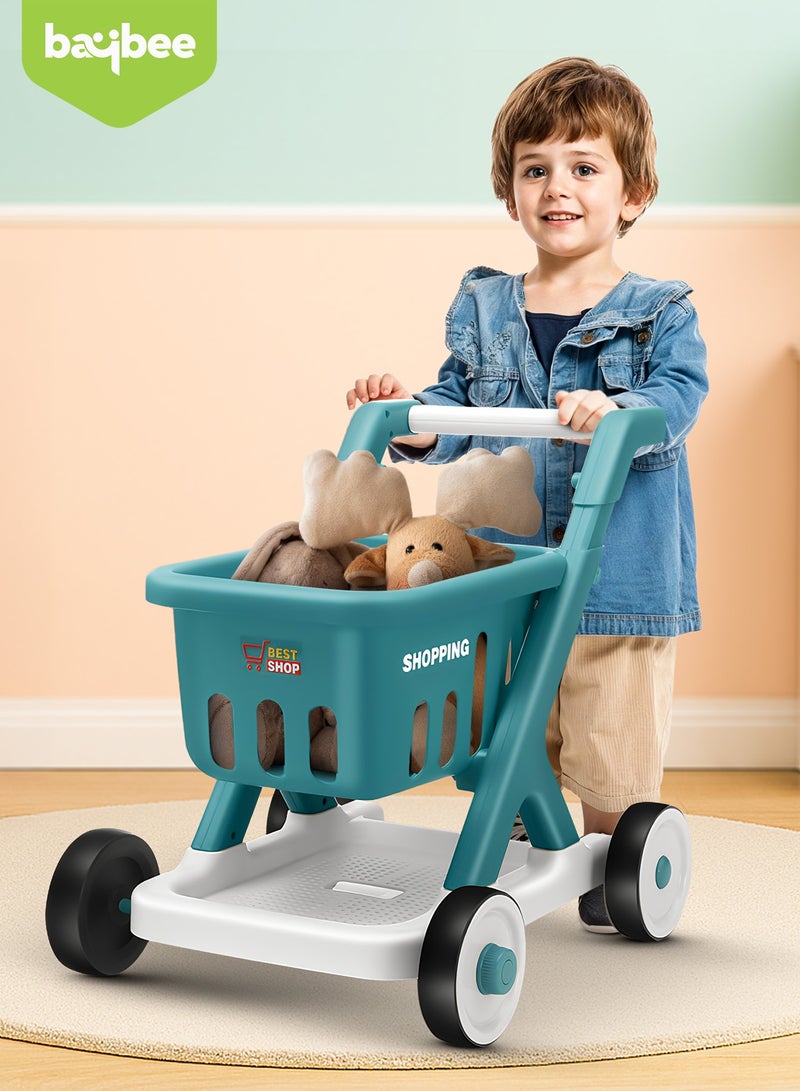 Baybee Shopping Cart for Kids,Supermarket Shopping Trolley Cart with Food & Accessories, Pretend Play Toys Basket Grocery Store Games for Toddlers Boys Girls 3+ Years (Blue) - Image 2
