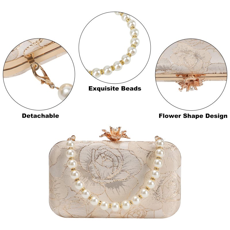 DA BODAN Womens Vintage Floral Embroidery Clutch Evening Handbag Shoulder Bags Purse for Wedding Party Prom - Image 3