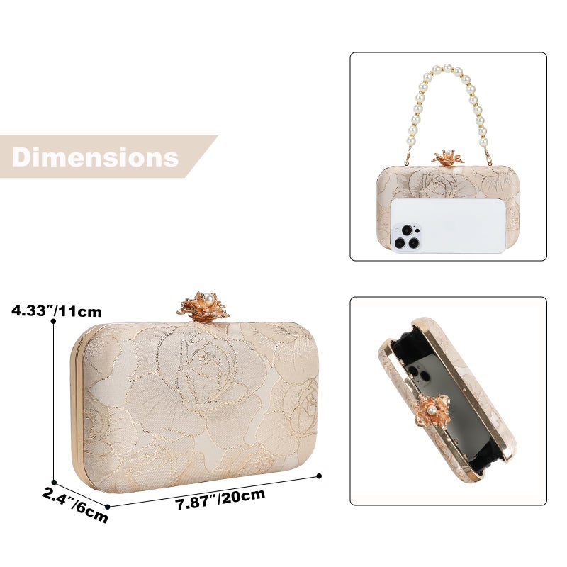 DA BODAN Womens Vintage Floral Embroidery Clutch Evening Handbag Shoulder Bags Purse for Wedding Party Prom - Image 5