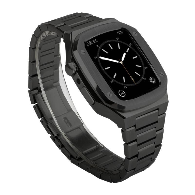 سوار ساعة ذكية باللون ذهبي وردي قابل للتعديل سوار معدني من الستانلس ستيل متوافق مع Apple Watch 42/44/45/49mm بملاءمة قابلة للتعديل وحزام بديل بتصميم معدني أنيق - Image 5