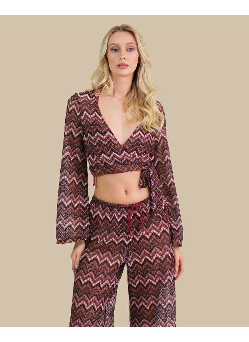 ايسلا اند ايفي Isla & Evie Zig Zag Print Wrap Crop Top