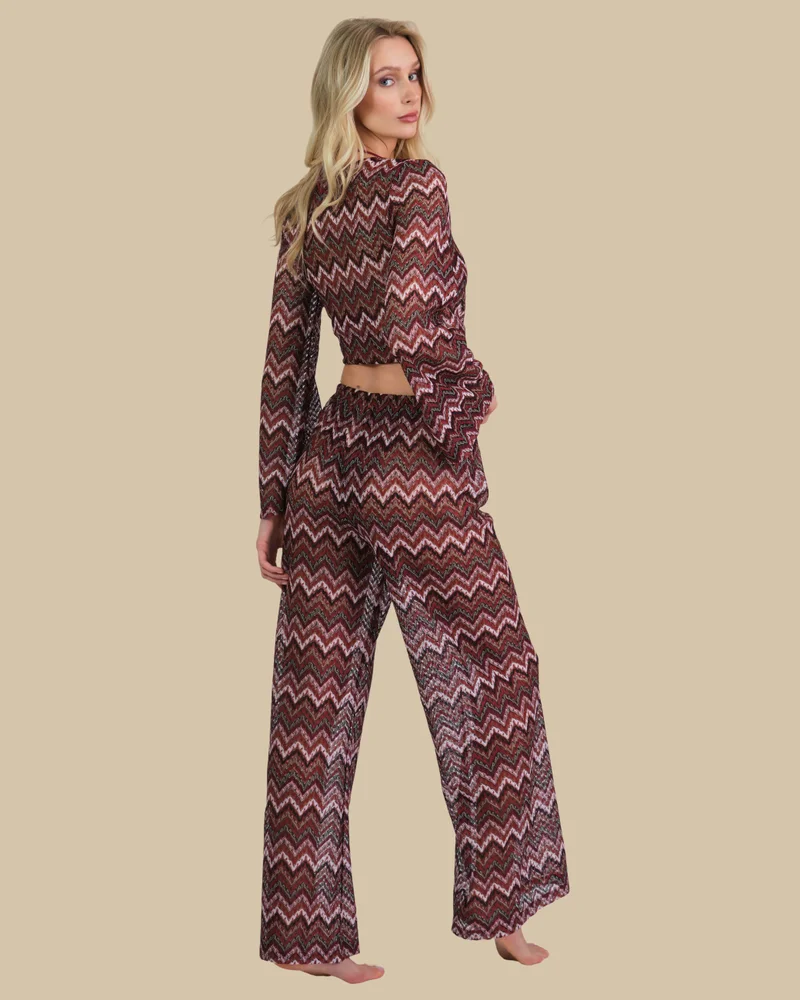 ايسلا اند ايفي Isla &amp; Evie Zig Zag Print Wrap Crop Top