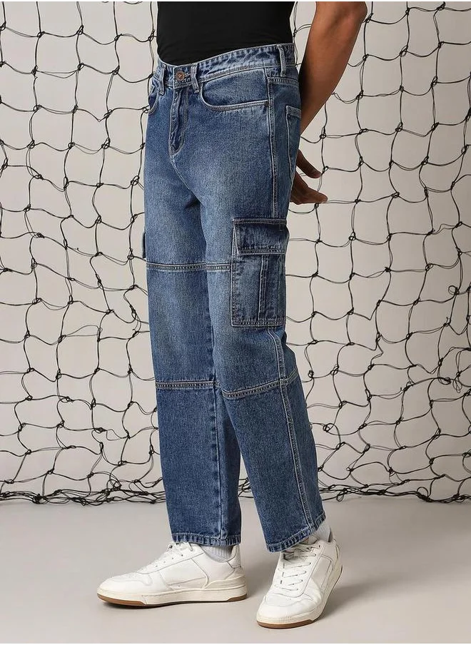 هوبرهولمي Mid Rise Faded Cargo Jeans by Styli