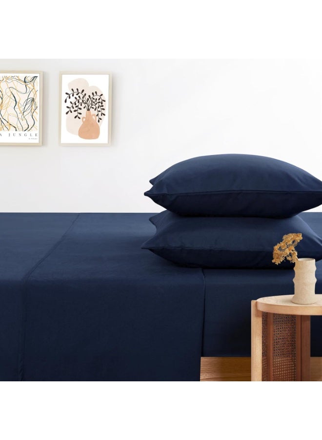 تى ام هوم ملاية فلات بركال أزرق – قطن طبيعي 100% | ملايات فندقية فاخرة – TM Home - Image 2