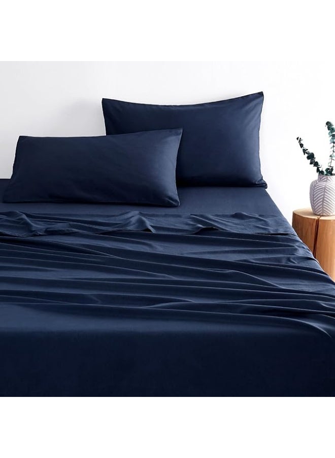 تى ام هوم ملاية فلات بركال أزرق – قطن طبيعي 100% | ملايات فندقية فاخرة – TM Home - Image 3