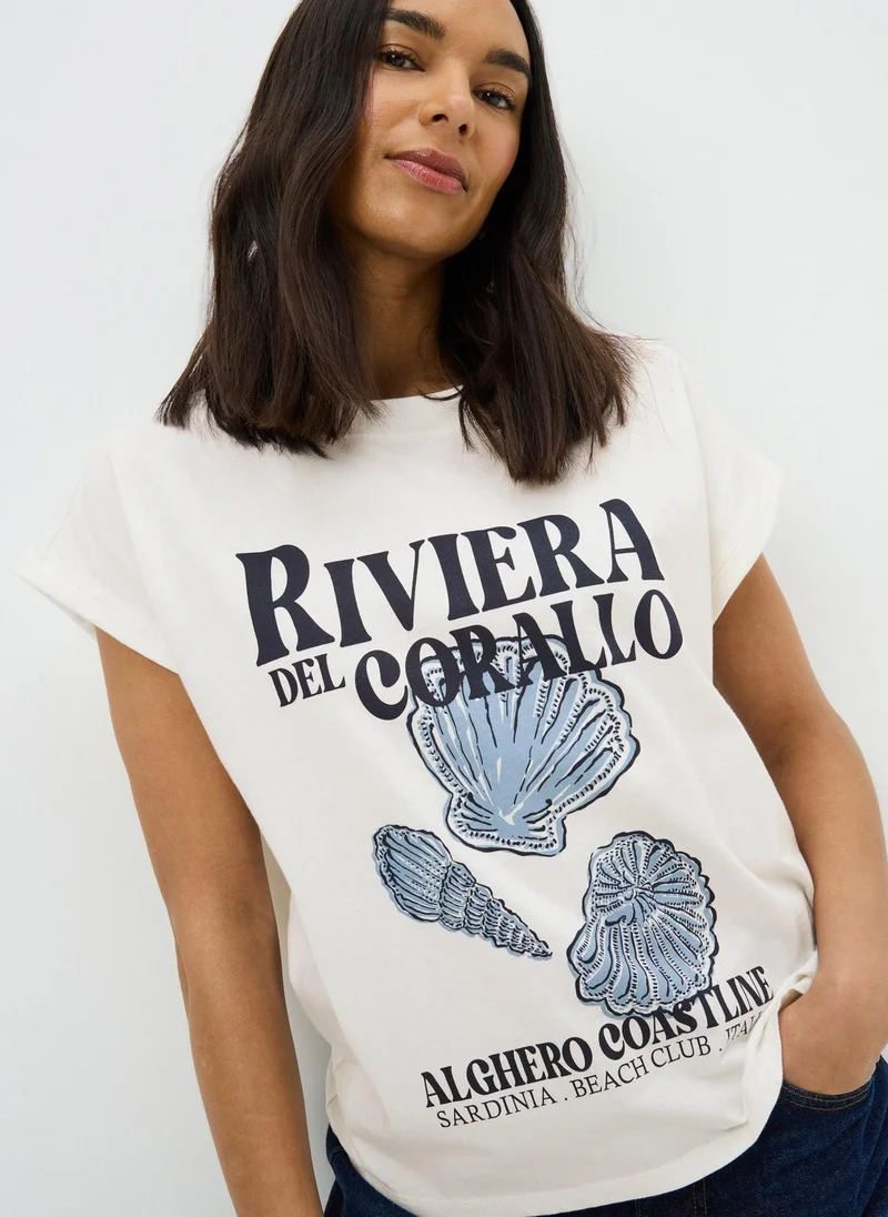 Matalan White Shell Graphic T-Shirt