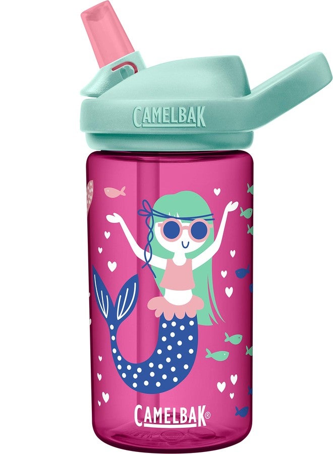 كاميلباك زجاجة مياه CamelBak Eddy+ للأطفال مزودة بصمام للعض وماصة، مصنوعة من مادة تريتان رينيو، بتصميم حوريات البحر وحيوانات النروال، سعة 14 أونصة. - Image 1